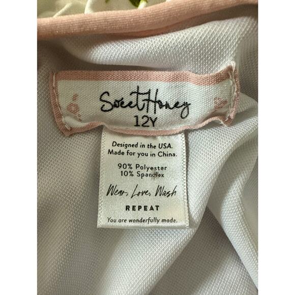 NEW SweetHoney Leotard Peony Rose Floral Cream Pink Dot Sleeveless Ruffle 12 - Picture 5 of 6